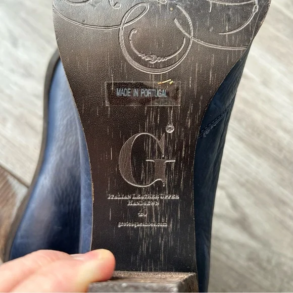 Navy Leather Ankle Boots with back zip size 40 - Picture 5 of 9